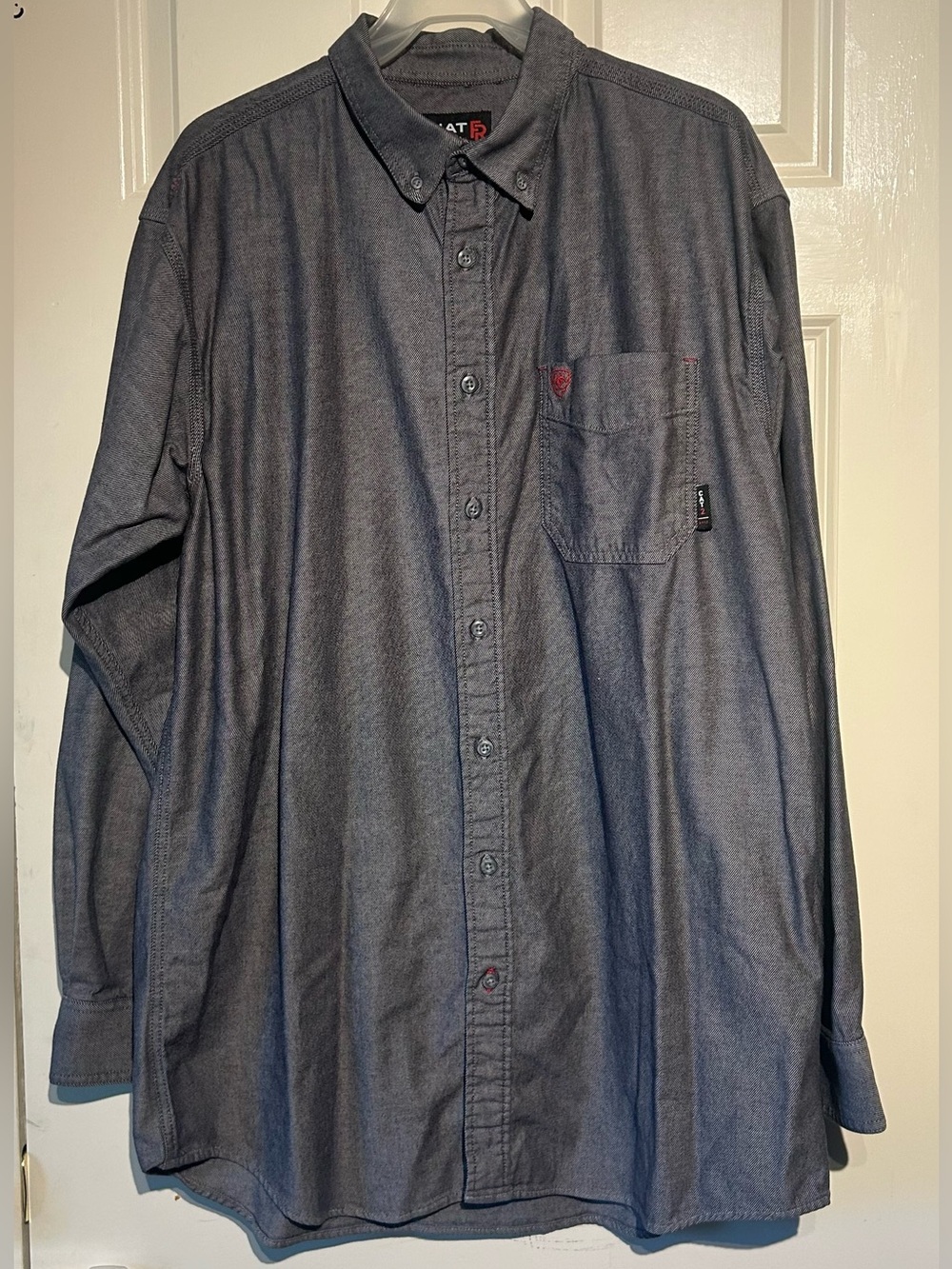 Ariat FR Dark Grey Black Long Sleeve Flame Resistant Work Shirt Mens XL Tall